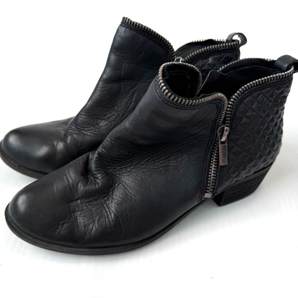 Lucky Brand Bartalino Black Leather Ankle Boots - Picture 1 of 9